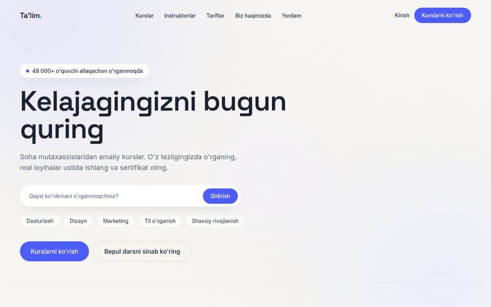 Ta'lim va onlayn kurslar sayti